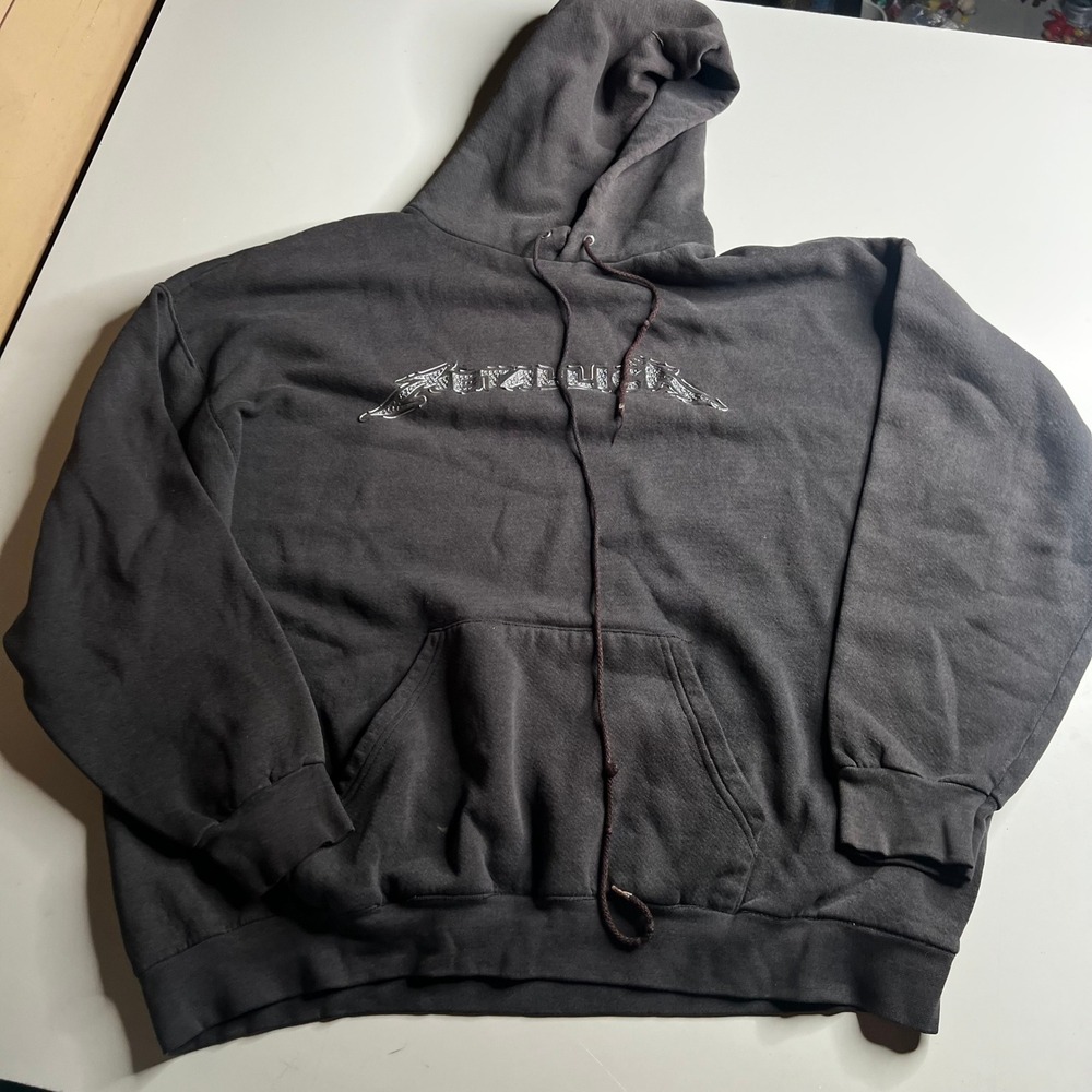 Vintage 2001 Metallica Lee Heavyweight Hoodie Faded Black Silver Logo Mens XL